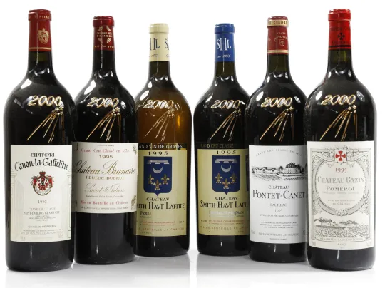 1995 Bordeaux Great Growth Gift Set.
mit Echtheitszertifikat